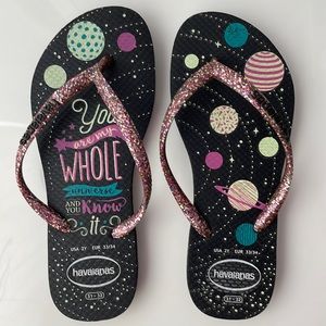 Havaianas - You are my WHOLE universe and you KNOW IT - Black with pink glitter